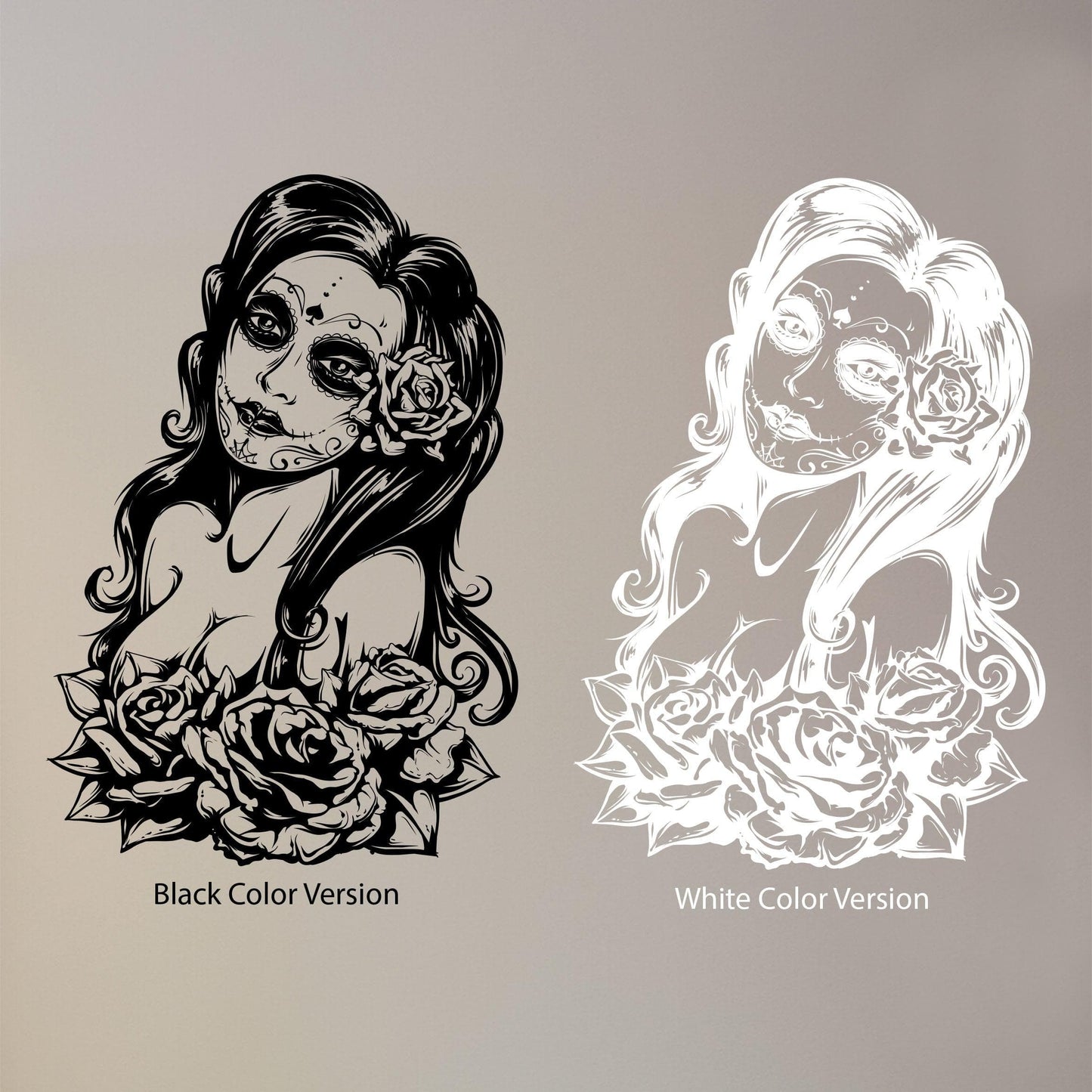 Mexican Day of the Dead Sexy Girl Vinyl Wall Decal Sticker (Dia De Los Muertos)#6021