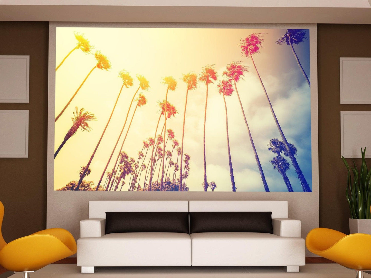 Retro California Sunset Palmtree Wall Mural #6050