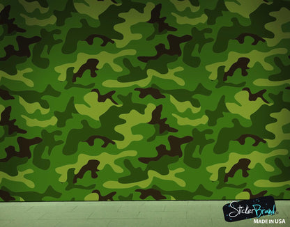 Woodland Green Military Combat Camo Camouflage Wall Mural #6064