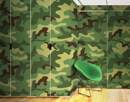 Woodland Green Military Combat Camo Camouflage Wall Mural #6064