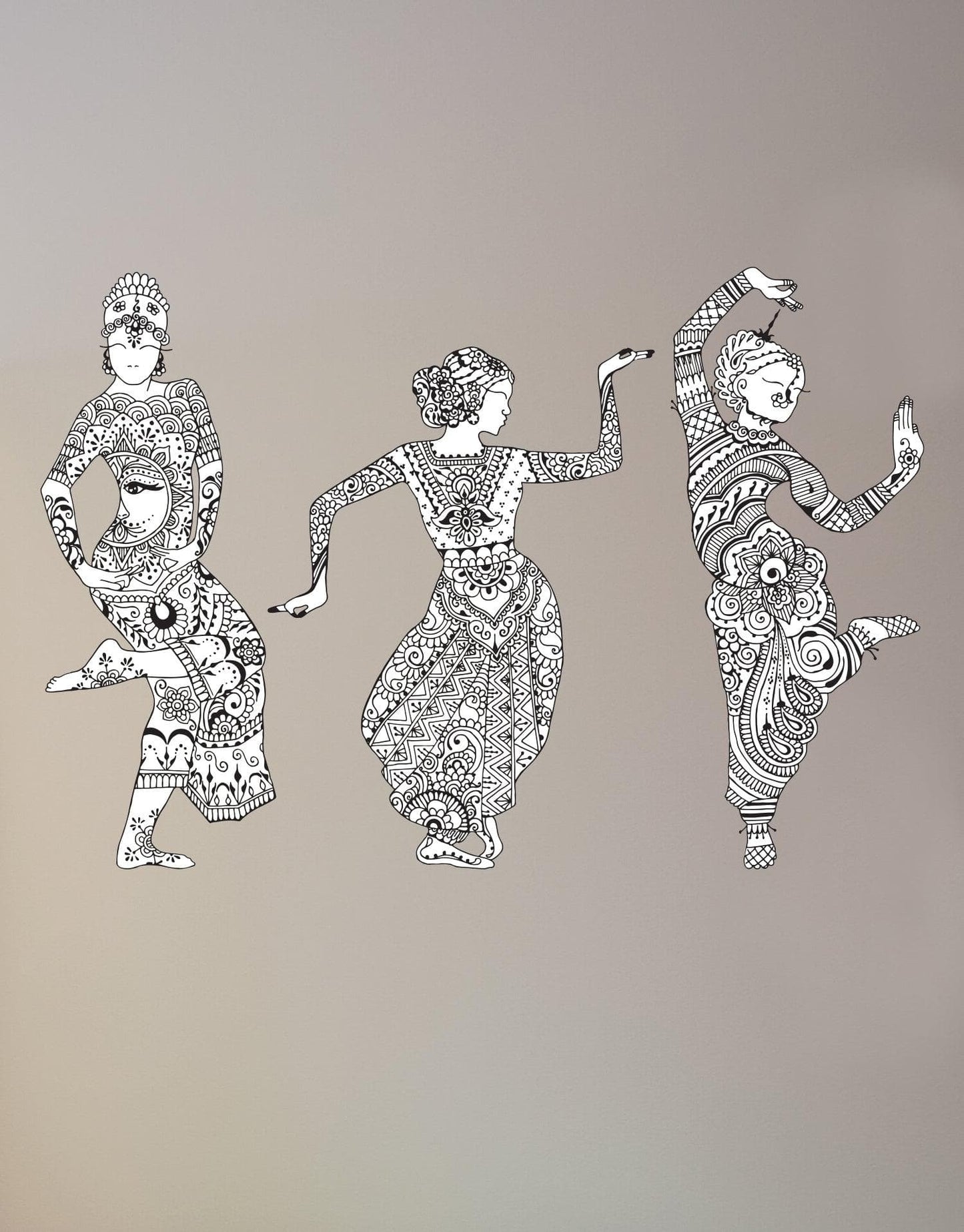 Large Hanna Indian Dancer Graphic Wall Decal Stickers (Set of 3) #6085