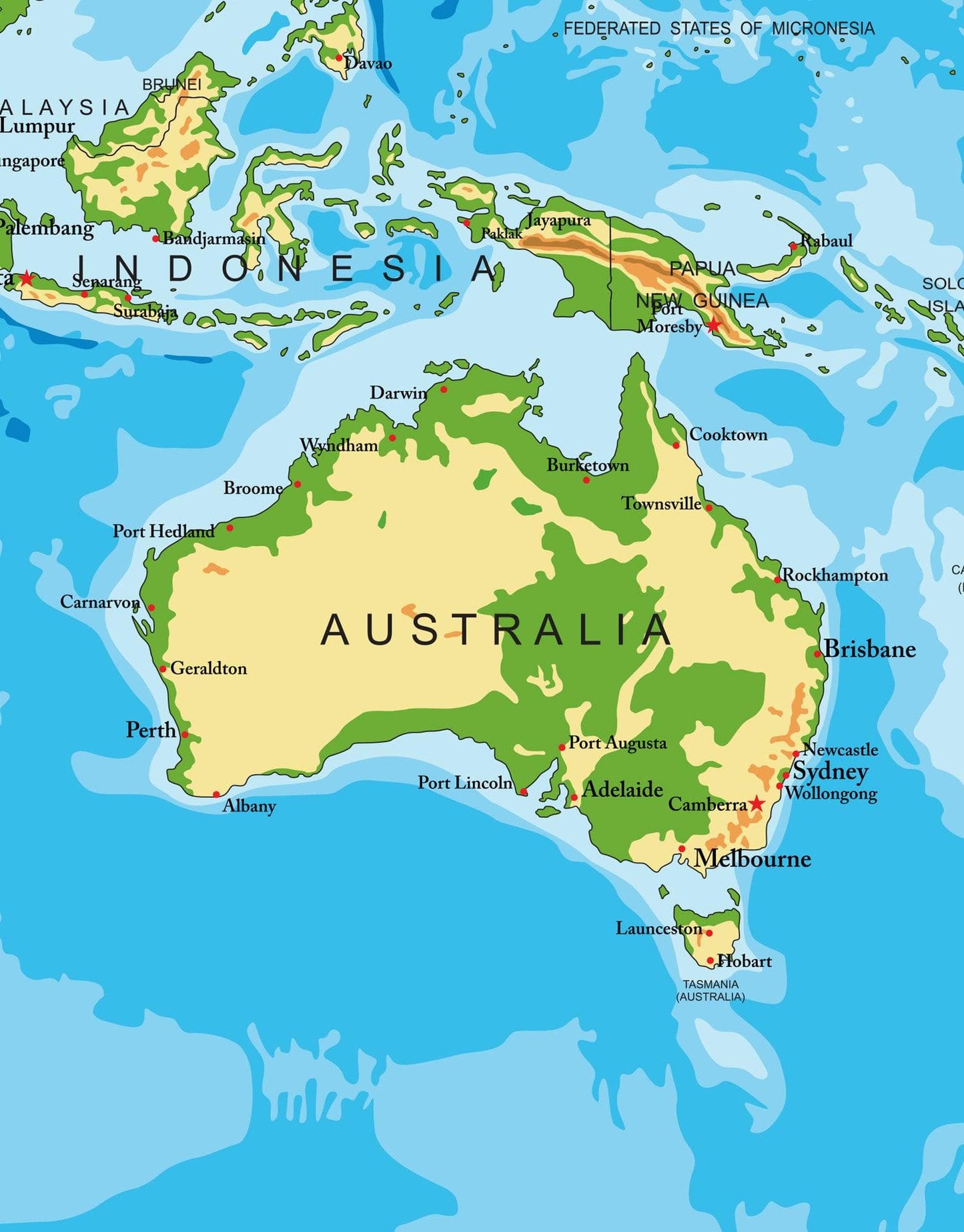 World Map Poster. Educational Wall Map Guide with Elevation Chart. #P1002