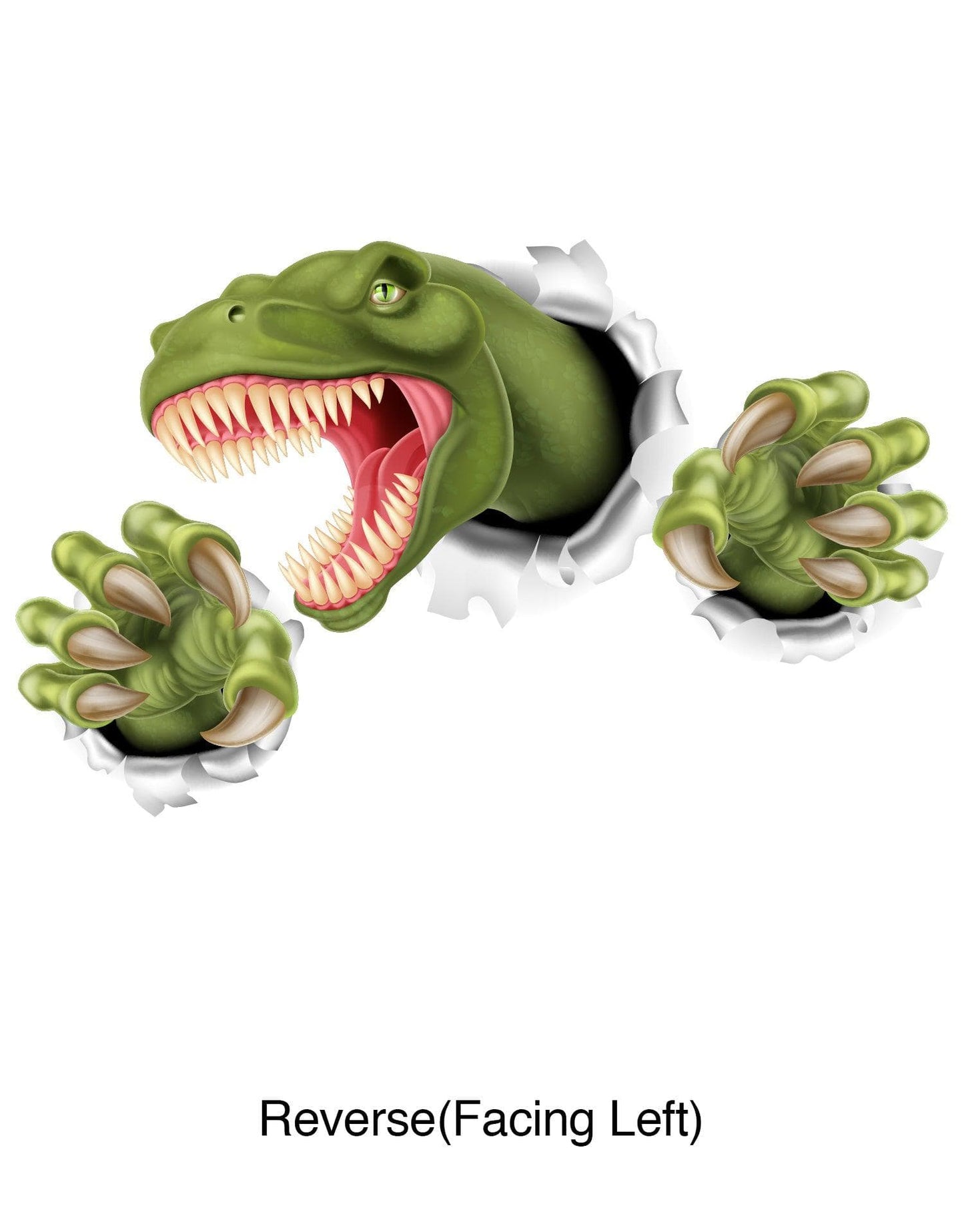 T-Rex Dinosaur Jumping out of wall. 3D Graphic Wall Decal Sticker. Peel and Stick. Removable and Reusable. #6115