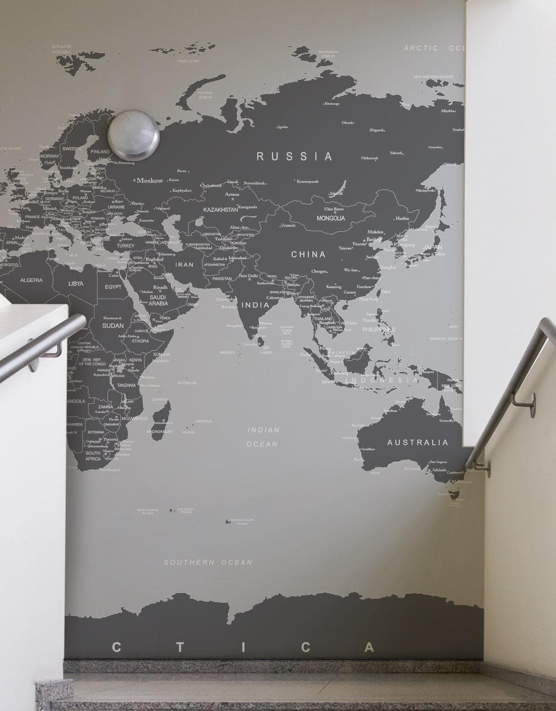 World Map Wall Mural (Grey). #6133