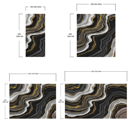 Black and Gold Abstract Marble Stone Pattern Peel and Stick Wallpaper. #6146