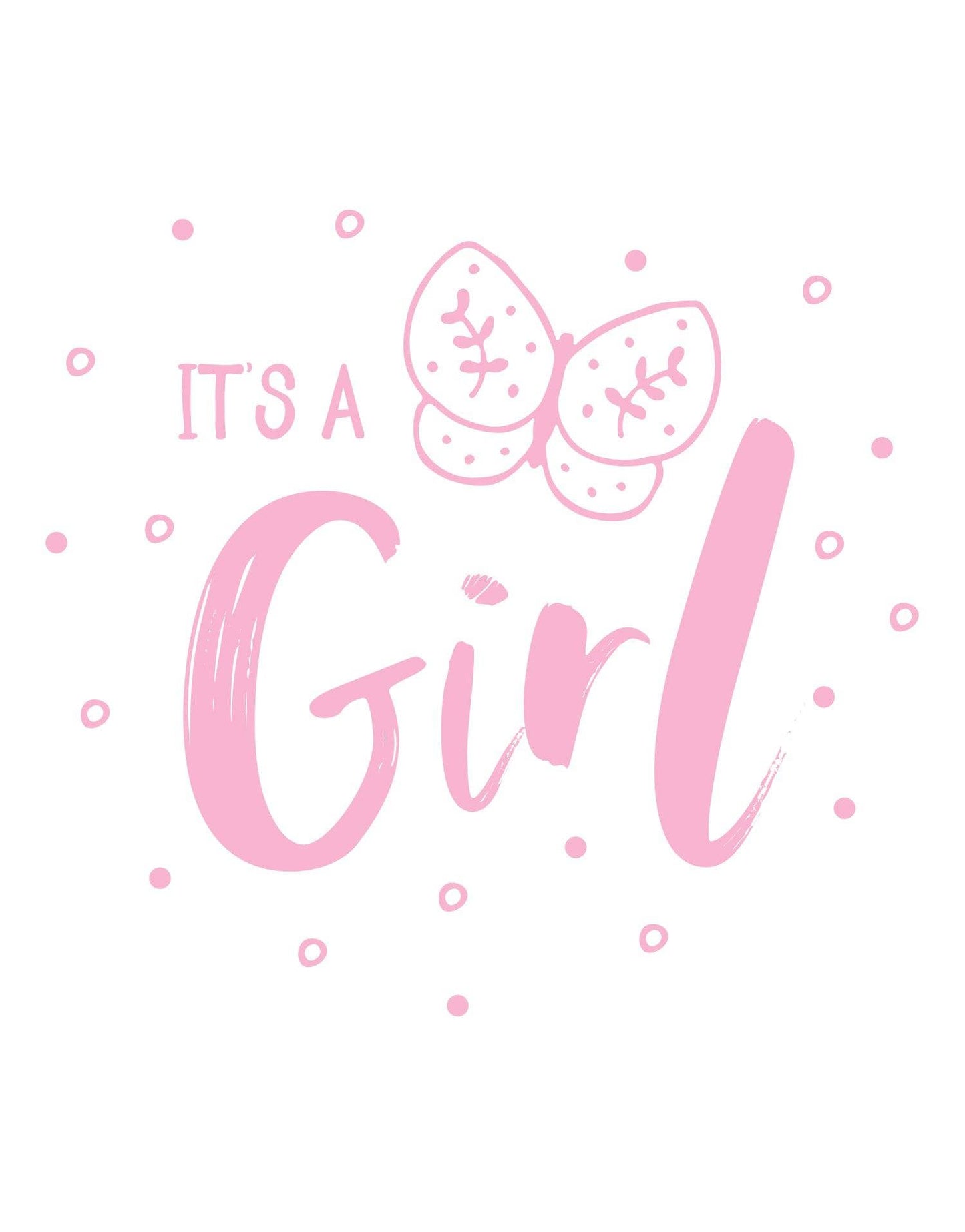 It’s a Girl Gender Reveal Vinyl Wall Decal Sticker. Perfect decoration for a Baby Reveal / Baby Shower party. #6188