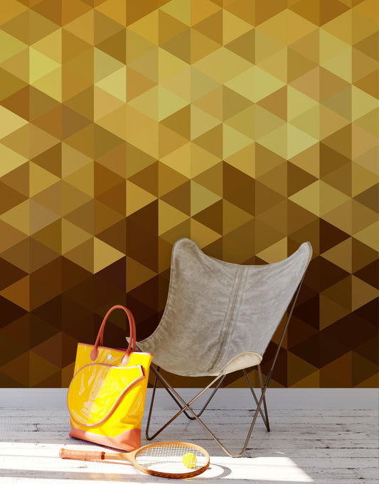 Gold Poly Triangle Geometric Elegant Peel and Stick Wallpaper | Removable Wall Mural #6209
