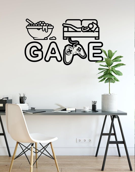 Eat, Sleep, Game Quote Gamer Wall Decal #6249