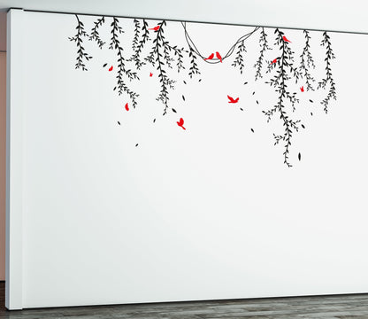 Birds and Butterflies on Vines Vinyl Wall Decal. #6258
