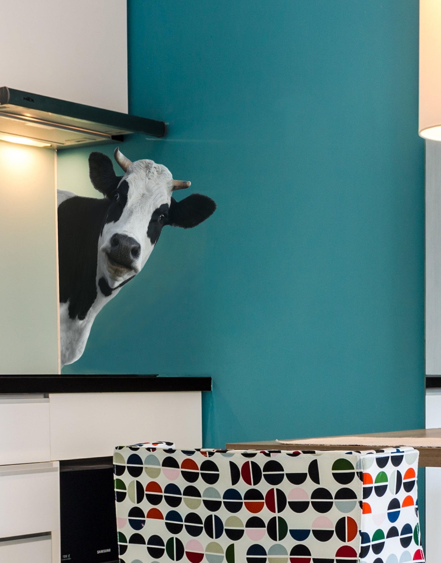 Peeking Cow Wall Decal Color Graphics. #6266