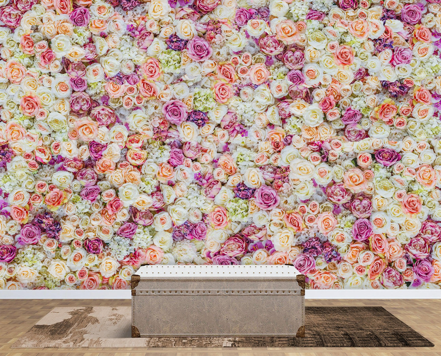 Peonies Flower Pattern Peel and Stick Wall Mural. Wedding Background. #6277