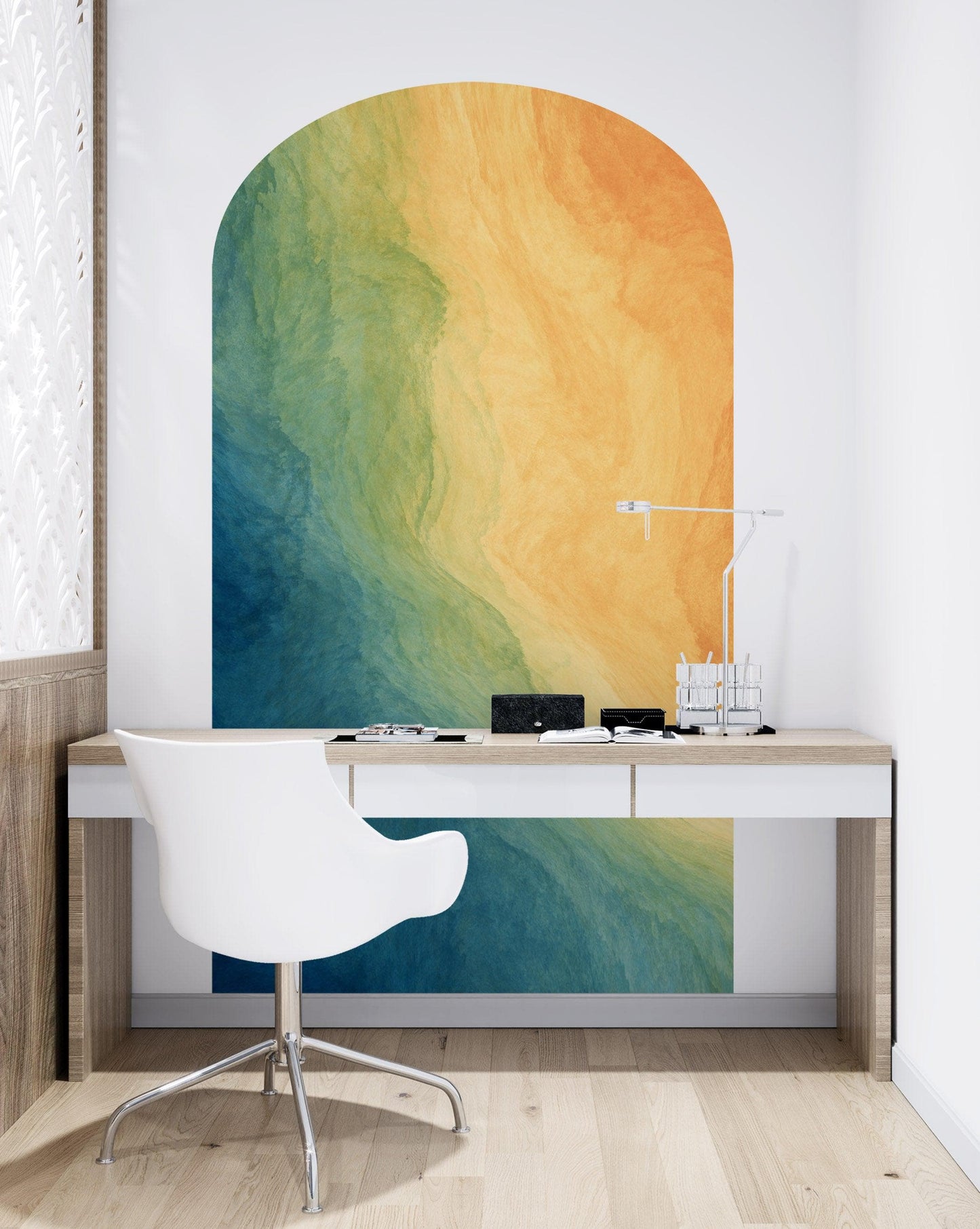 Arch Wall Decal. Colorful Liquid Fluid Watercolor Arch Peel and Stick Wall Decal. Removable Graphic. #6294