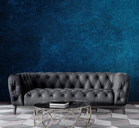 Dark Navy Blue Grunge Knock-Down Textured-Style Abstract Wall Mural. #6302