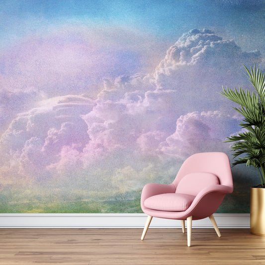 Cloudy Sky View Wall Mural. Abstract Grunge, Scratches and Grainy Design. Peel and Stick Wallpaper. #6326