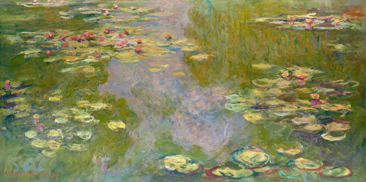 Monet Painting, Water Lilies (From 1919). Peel and Stick Wallpaper Wall Mural. #6333
