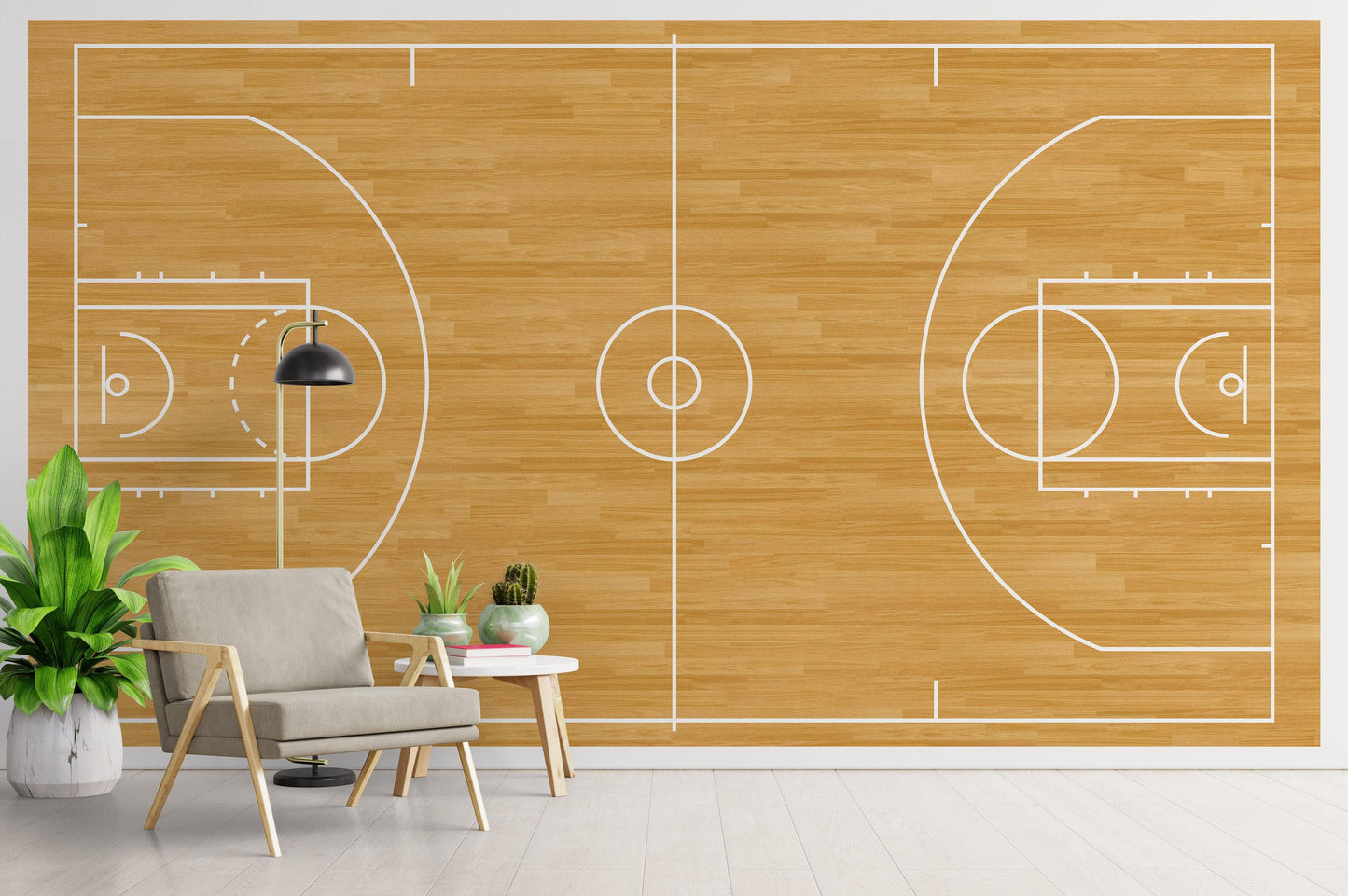 Basketball Court Hardwood Pattern Wall Mural. #6361