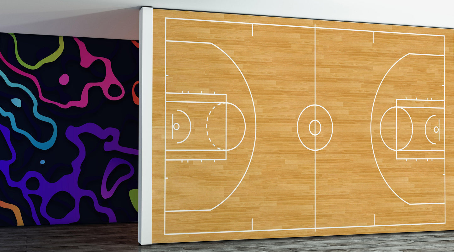 Basketball Court Hardwood Pattern Wall Mural. #6361