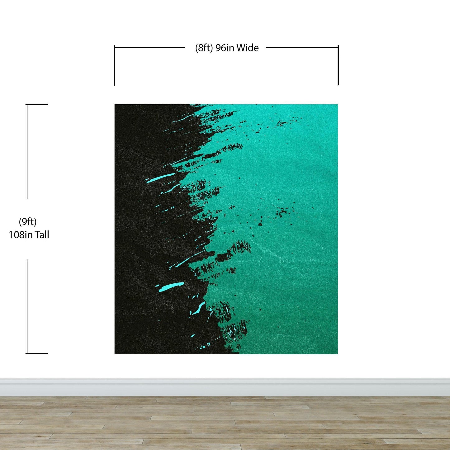 Paint Splash Wall Mural. Emerald Green Brush Stroke Peel and Stick Wallpaper. #6391