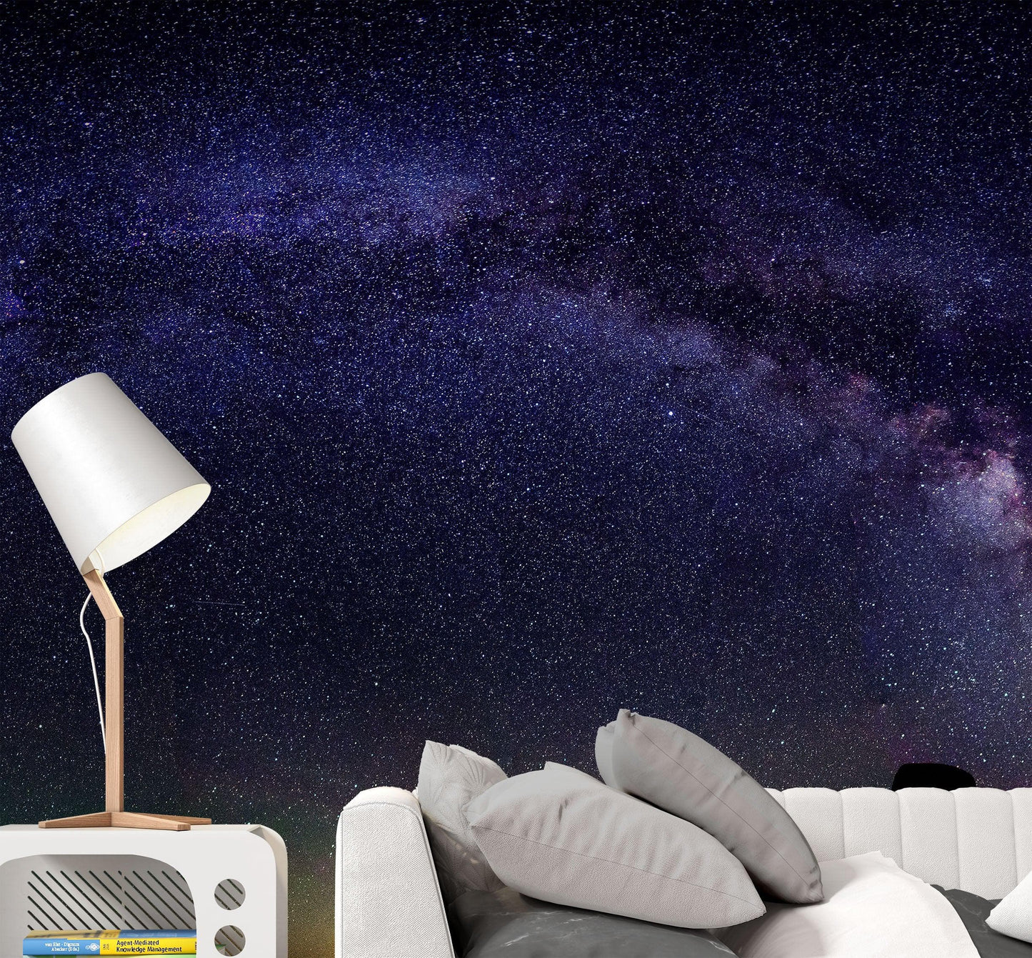 Milky Way Galaxy Stars Wall Mural. Starry Night Over Devils Tower National Monument Park. #6416