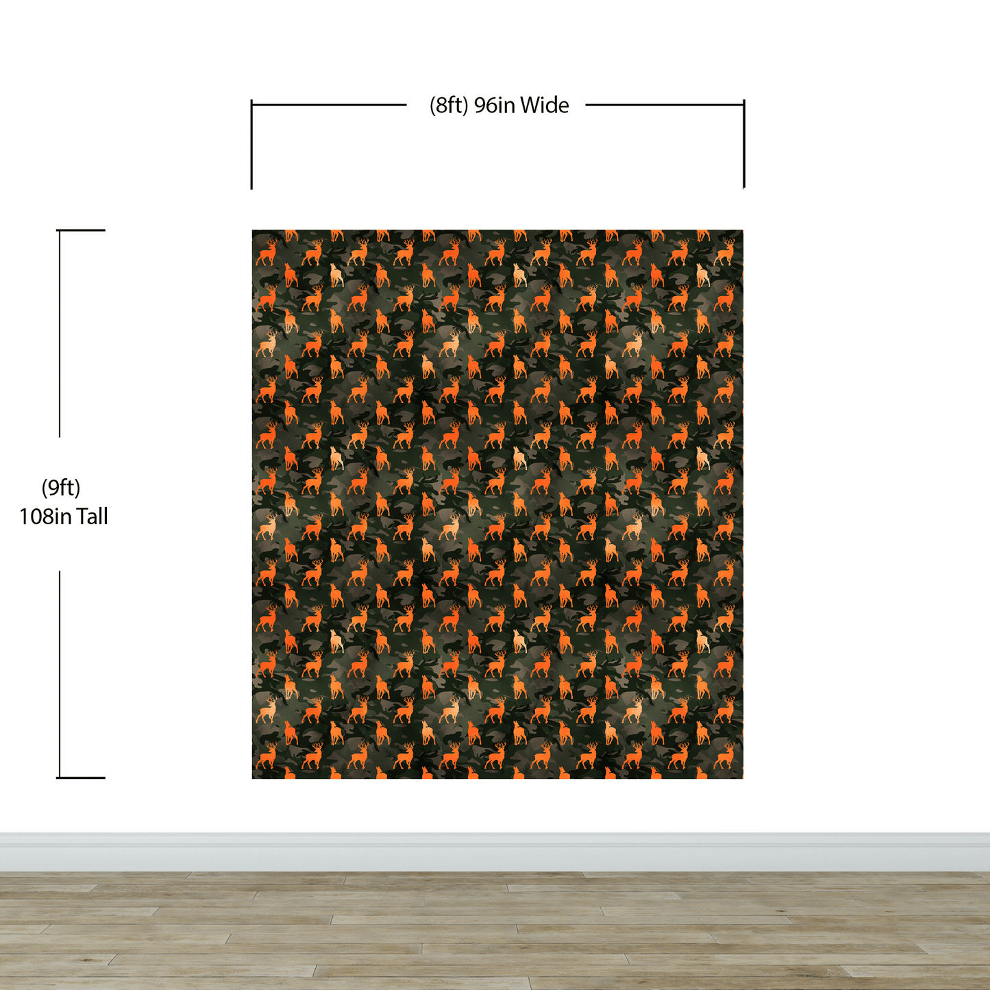 Deer Silhouette Camouflage Wall Mural. Military Theme / Hunter Home Decor. Peel and Stick Wallpaper. #6436