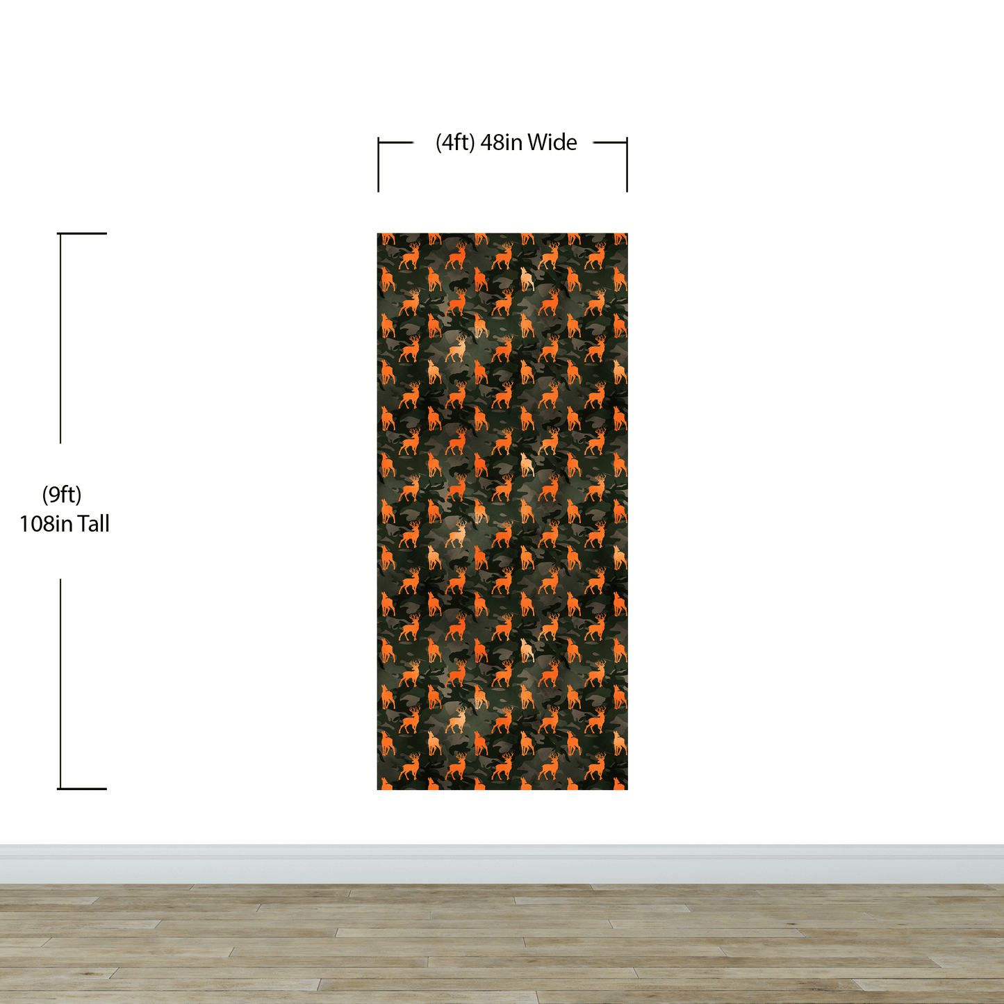 Deer Silhouette Camouflage Wall Mural. Military Theme / Hunter Home Decor. Peel and Stick Wallpaper. #6436