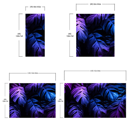 Tropical Wallpaper Blue and Purple Leaf Wall Mural on Dark Background #6445