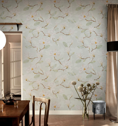 White Magnolia Wall Mural Peel and Stick Wallpaper. #6477