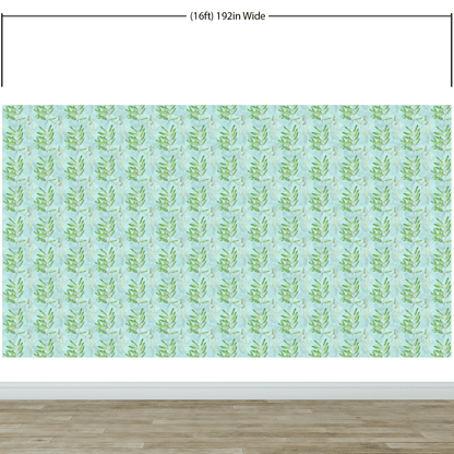 Eucalyptus Wallpaper. Farmhouse Decor Peel and Stick Wall Mural. Blue and Green Colors. #6482