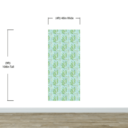 Eucalyptus Wallpaper. Farmhouse Decor Peel and Stick Wall Mural. Blue and Green Colors. #6482
