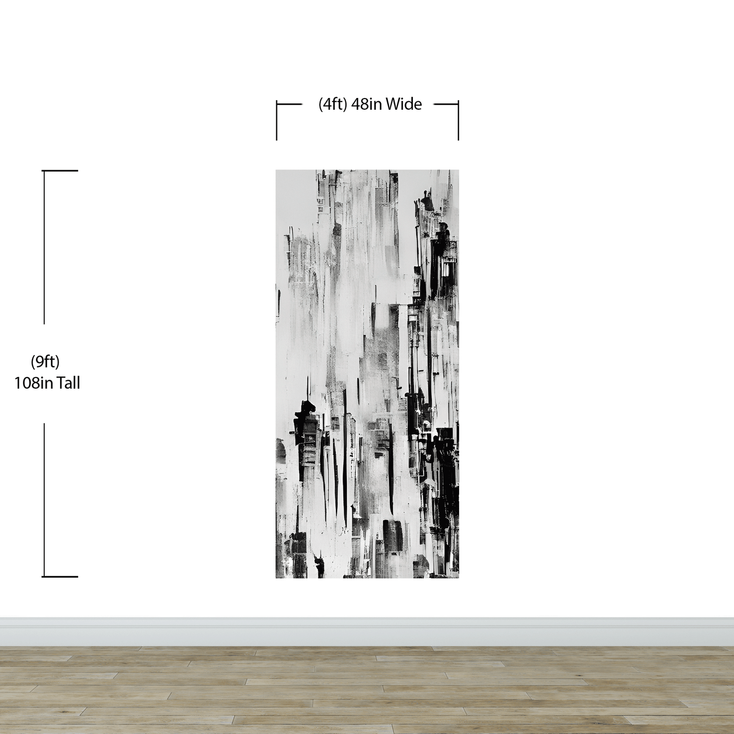 Black and Gray Urban City Wall Mural. Cyber Punk Cityscape. Minimalist Abstract Building Architect Wallpaper. #6487