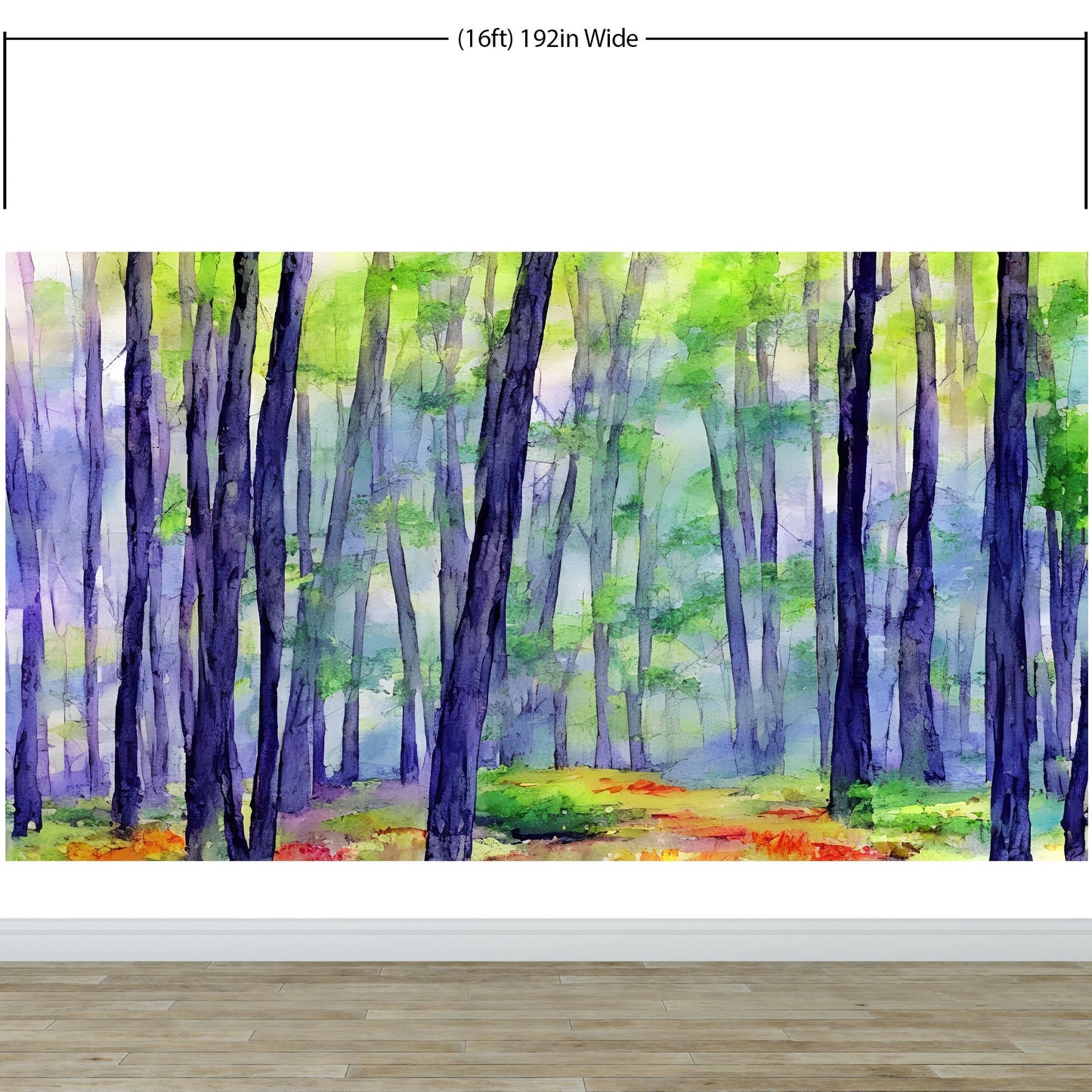 Watercolor Forest Wallpaper. Colorful Forest Peel and Stick Wall Mural. #6493