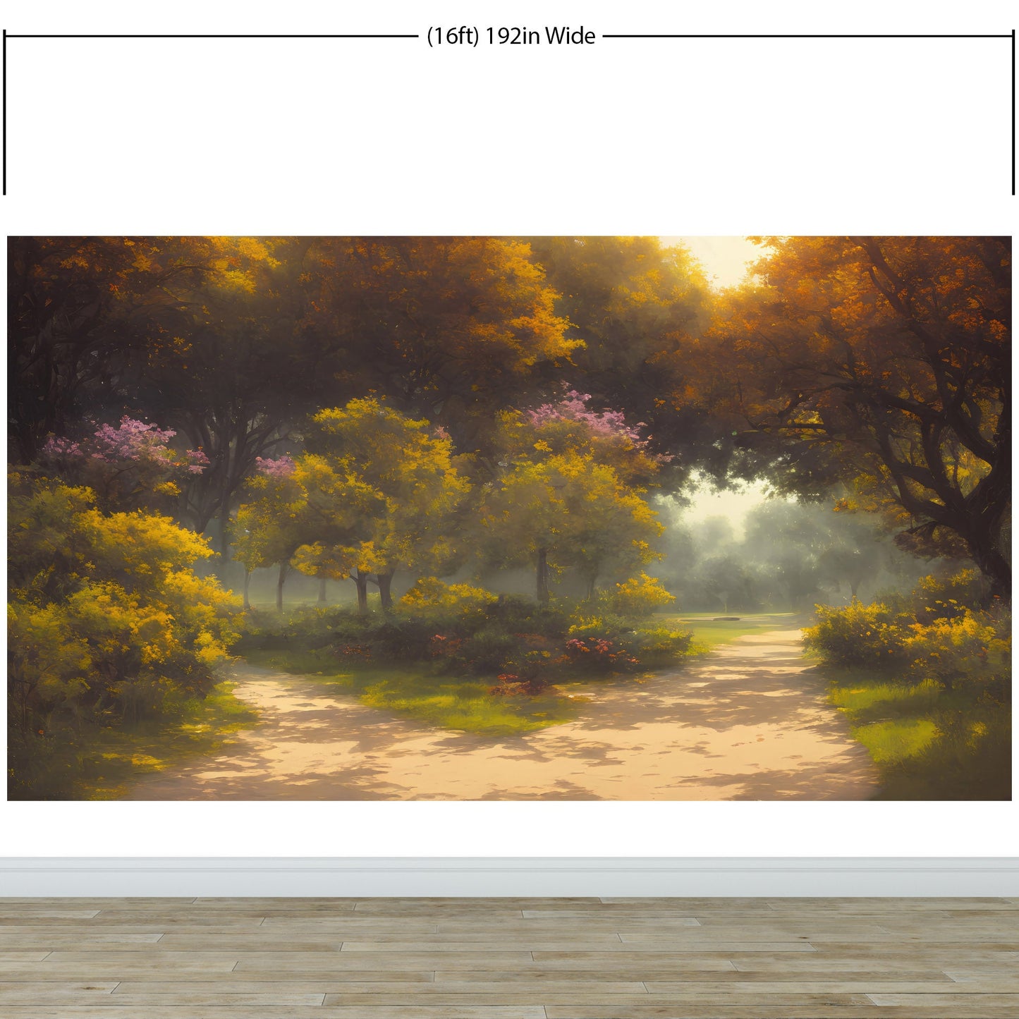 Vintage Trees in Park Wallpaper. Peel and Stick Wall Mural. #6496