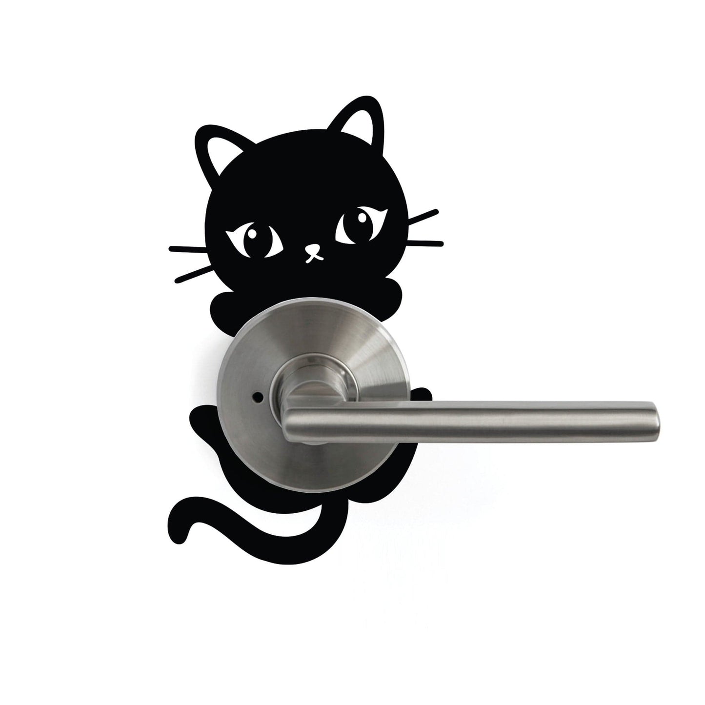 Cute Black Baby Kitten Hanging on Door Decal Sticker #6530