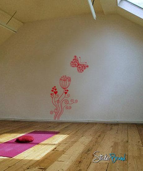 Vinyl Wall Decal Sticker Love Flower Butterfly #731