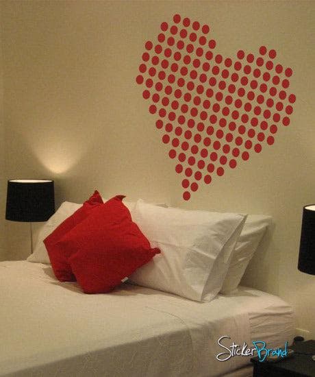 Vinyl Wall Decal Sticker Heart Shape Dots #734