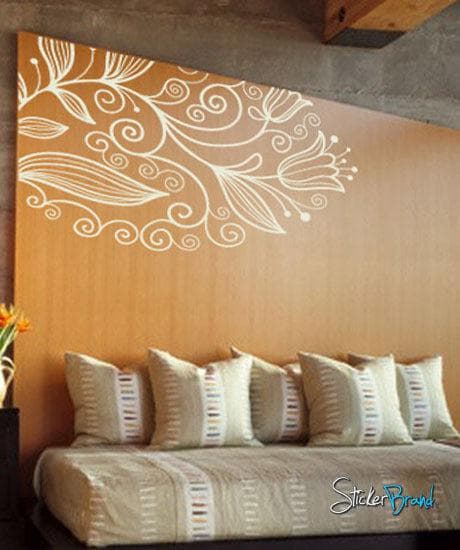 Vinyl Wall Decal Sticker Corner Flower Bkgrd #750
