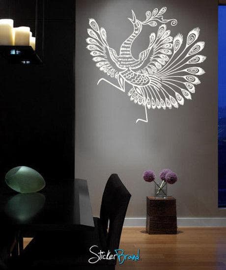 Vinyl Wall Decal Sticker Asian Style Peacock Bird #751