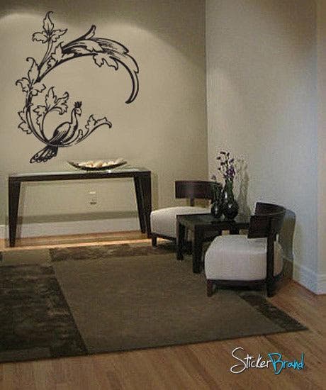 Vinyl Wall Decal Sticker Peacock on Flower #752