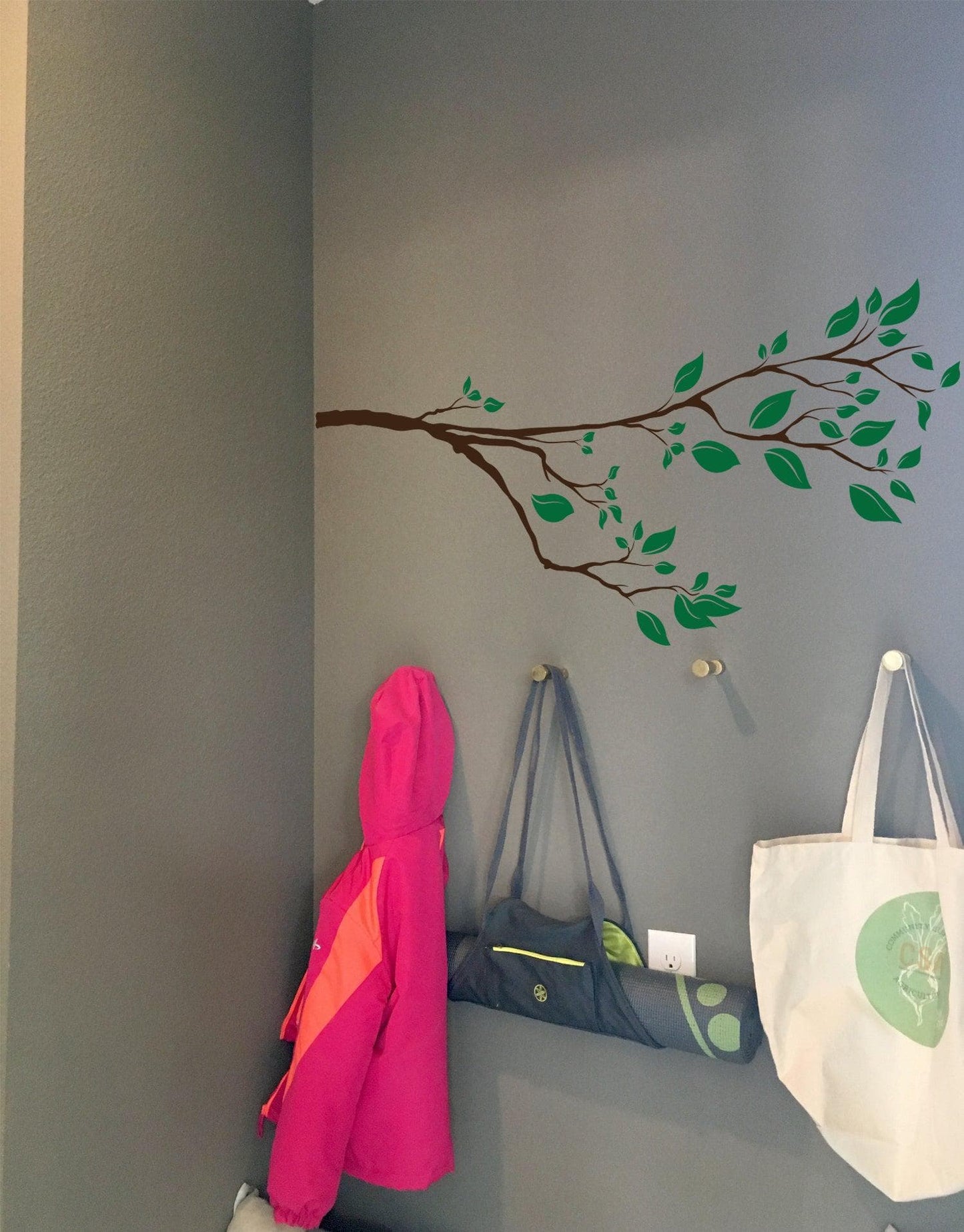 Tree Branch with leaves wall decal.  #830