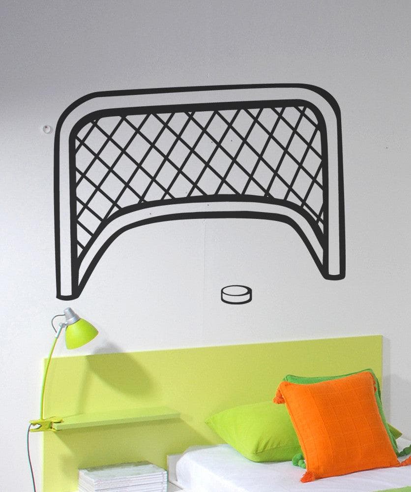 Vinyl Wall Decal Sticker Hockey Goal and Puck #885