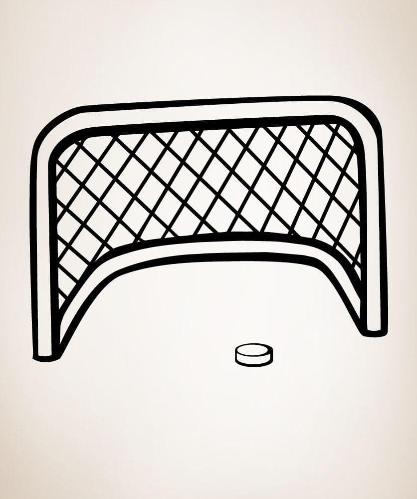 Vinyl Wall Decal Sticker Hockey Goal and Puck #885