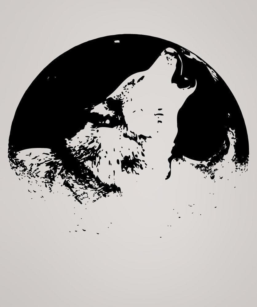 Vinyl Wall Decal Sticker Wolf Howling Over Moon #886