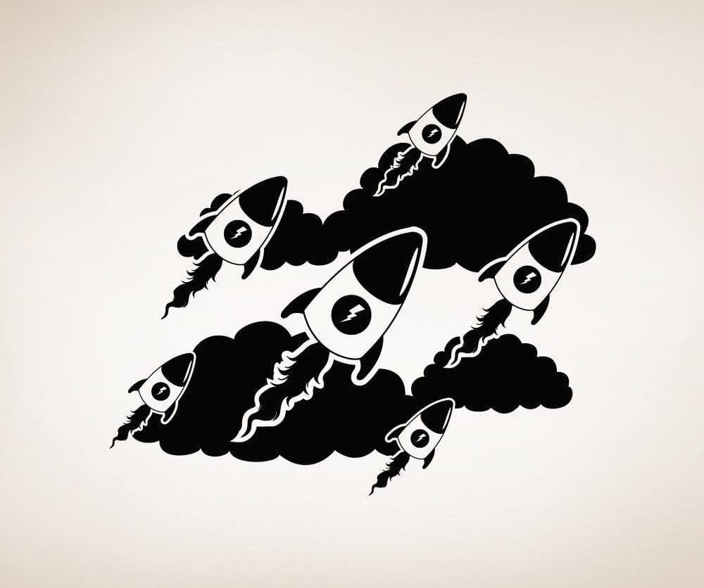 Vinyl Wall Decal Sticker Rockets and Clouds #OS_MB110