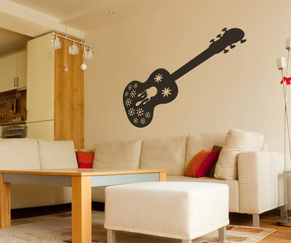 Vinyl Wall Decal Sticker Floral Guitar #OS_MB344