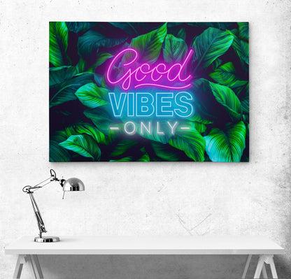 Good Vibes Only Art Canvas. Motivational Quote Stretched Canvas. #C114