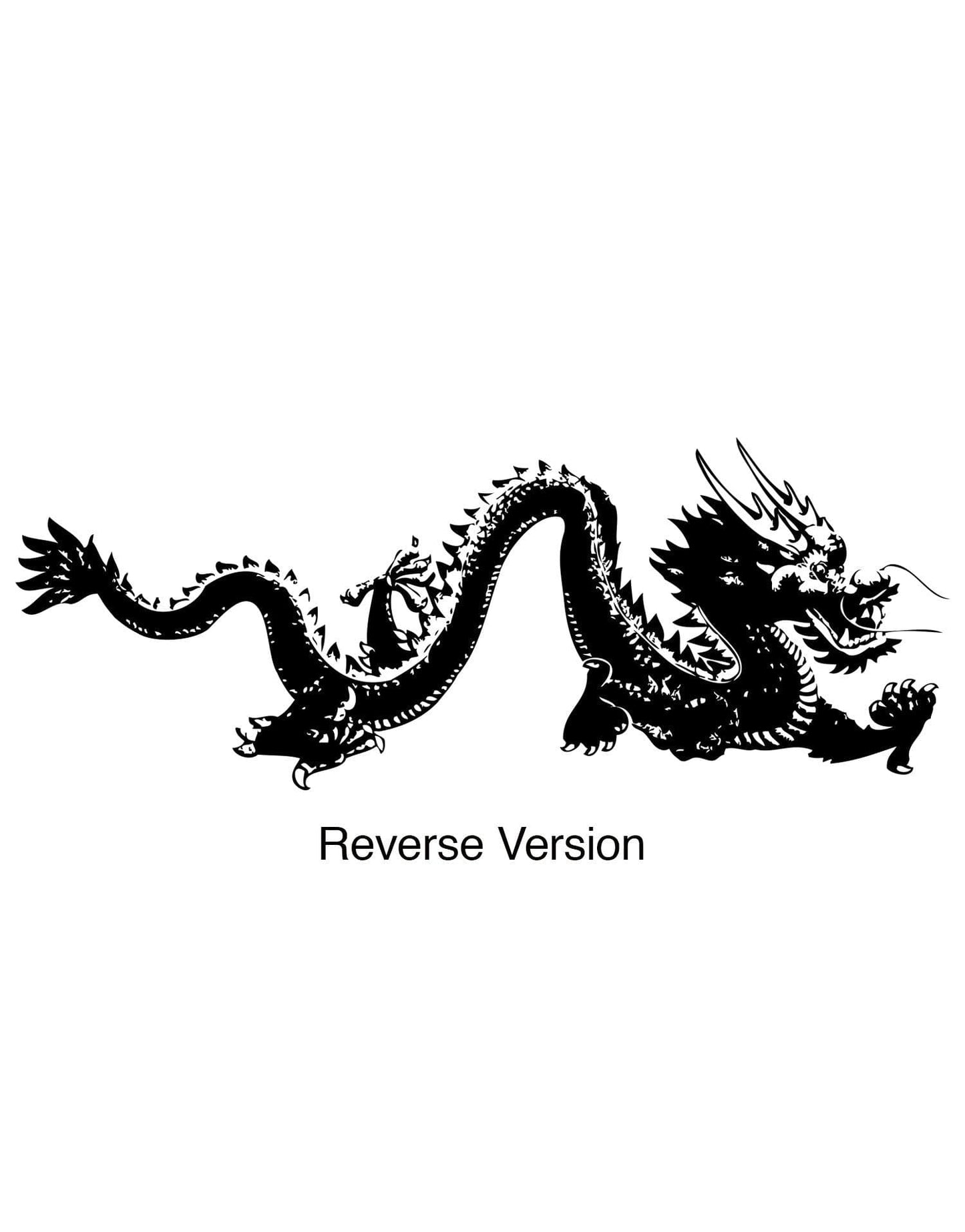 A black dragon decal on a white background.