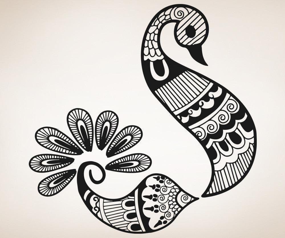 Vinyl Wall Decal Sticker Henna Bird #OS_AA1097