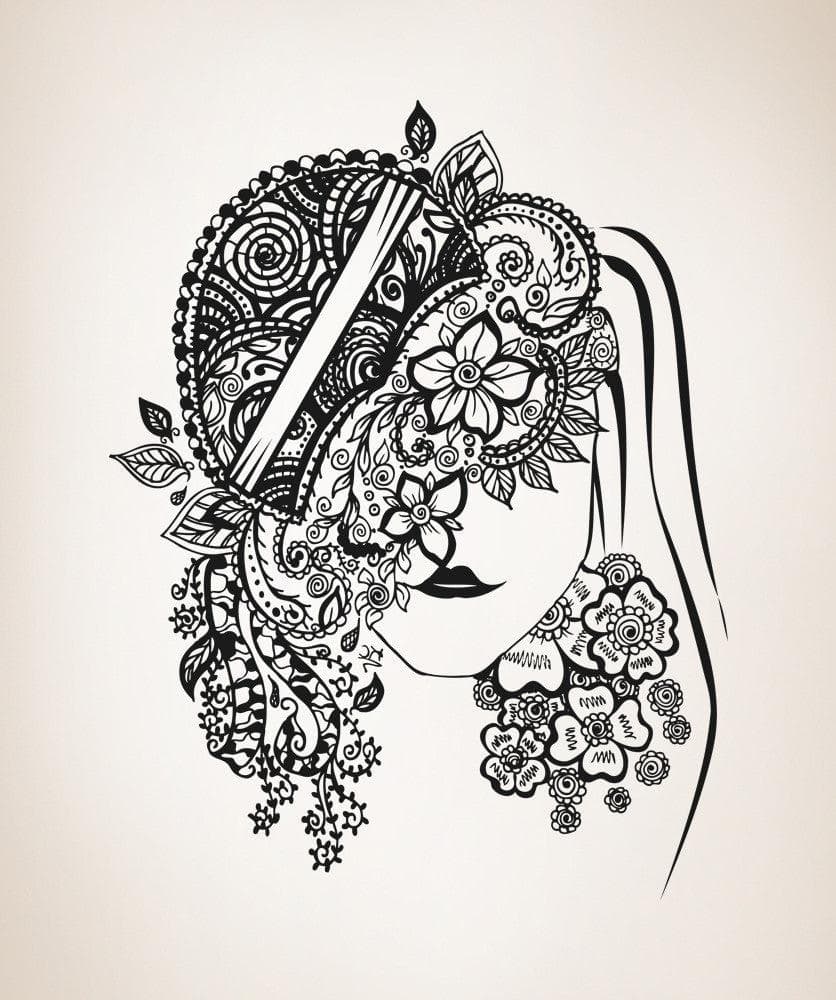 Vinyl Wall Decal Sticker Venetian Flower Mask #OS_AA1099