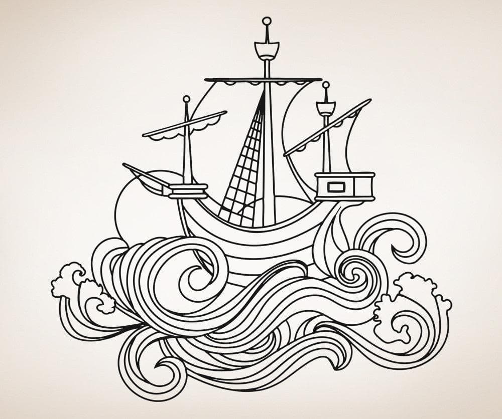 Ship at Sea Vinyl Wall Decal Sticker. #OS_AA1199