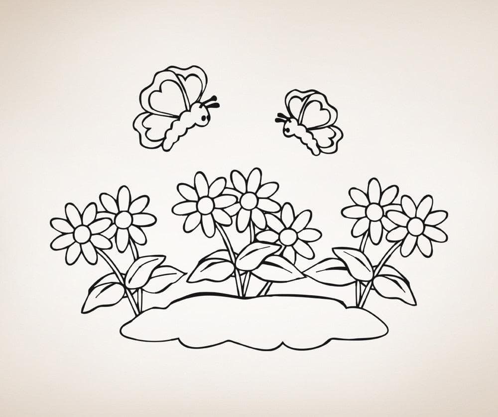 Vinyl Wall Decal Sticker Butterflies and Flower Garden #OS_AA1225